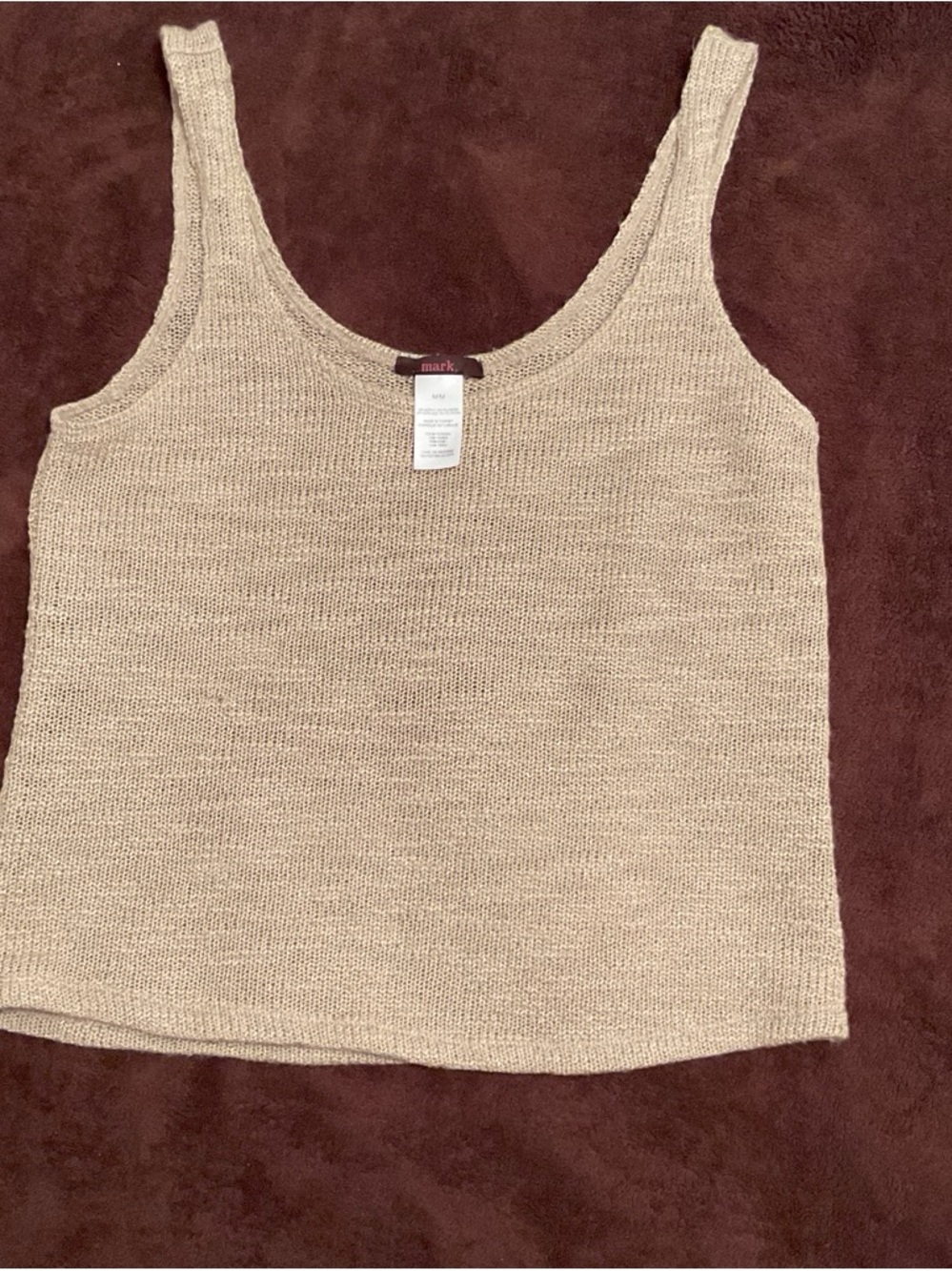 mark. Neutral Beige Knit Scoop Neck Tank